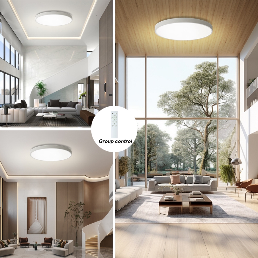 Brilagi - Dimbare LED plafondlamp POOL SMART LED/128W/230V 3000-6000K Ø 100 cm Wi-Fi Tuya wit + afstandsbediening