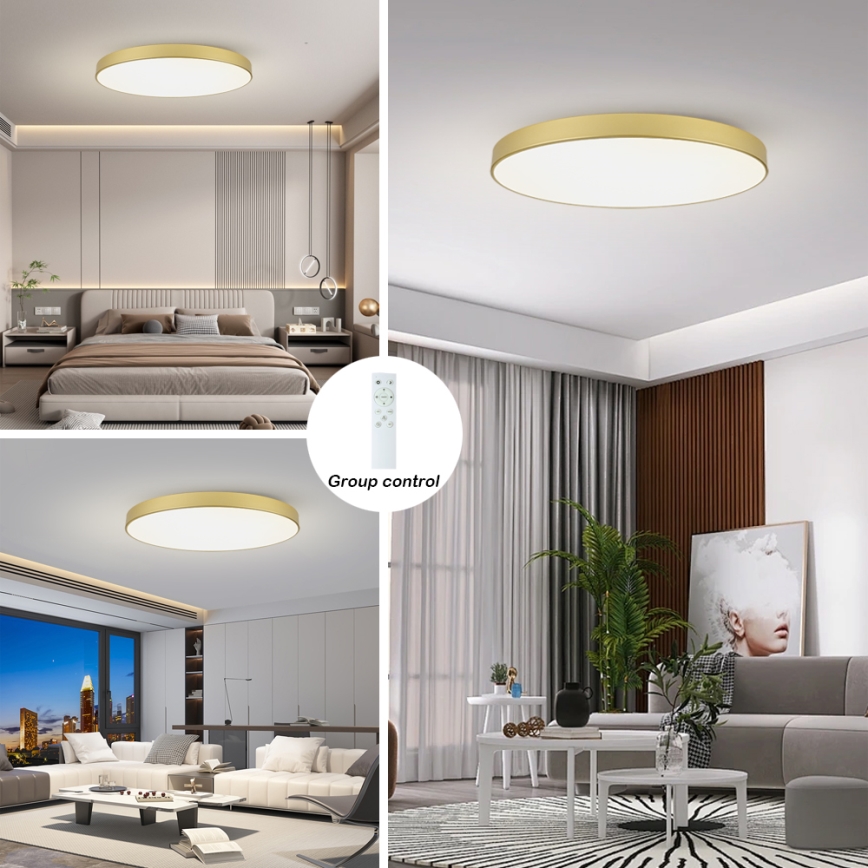 Brilagi - Plafonnier LED dimmable POOL SMART LED/128W/230V 3000-6000K 100 cm doré Wi-Fi Tuya + télécommande
