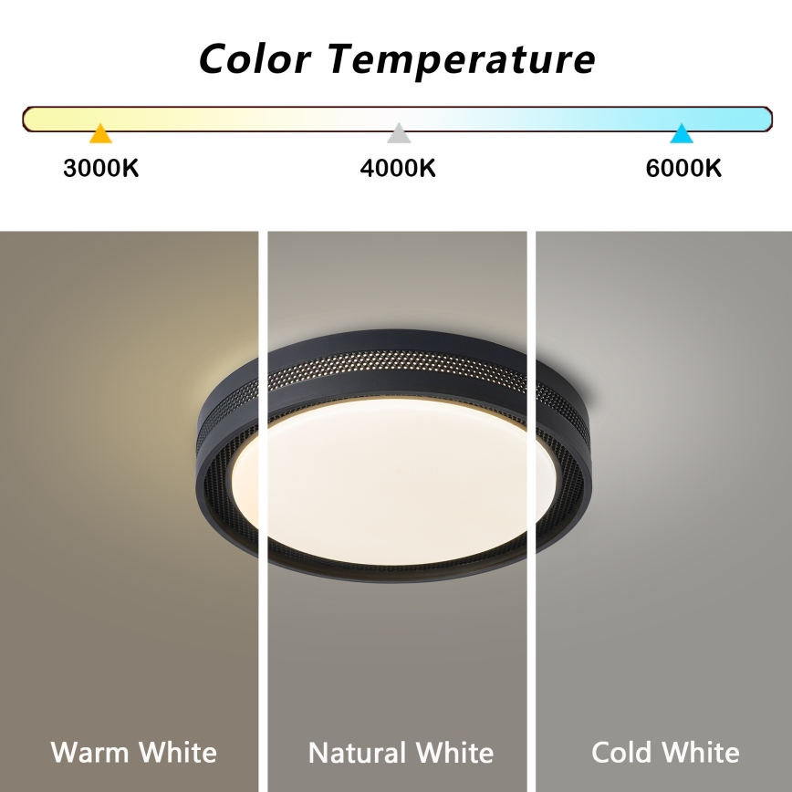 Brilagi - Plafonnier LED dimmable KREON LED/54W/230V 3000-6000K noir diam. 38 cm + télécommande