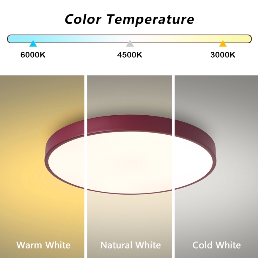 Brilagi - Plafonnier LED dimmable POOL LED/60W/230V 3000-6000K Ø 50 cm bordeaux + télécommande