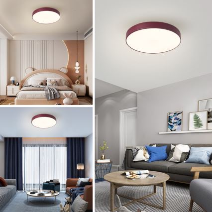 Brilagi - Plafonnier LED dimmable POOL LED/60W/230V 3000-6000K Ø 50 cm bordeaux + télécommande