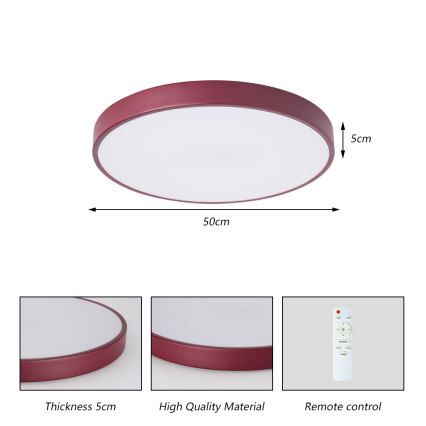 Brilagi - Plafonnier LED dimmable POOL LED/60W/230V 3000-6000K Ø 50 cm bordeaux + télécommande