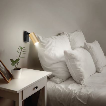 Brilagi - Spot mural LED RGBW dimmable avec interrupteur SELE 1xGU10/4,8W/230V 3000K noir/doré + télécommande