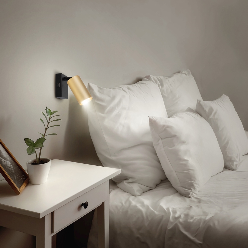 Brilagi - Spot mural LED RGBW dimmable avec interrupteur SELE 1xGU10/4,8W/230V 3000K noir/doré + télécommande