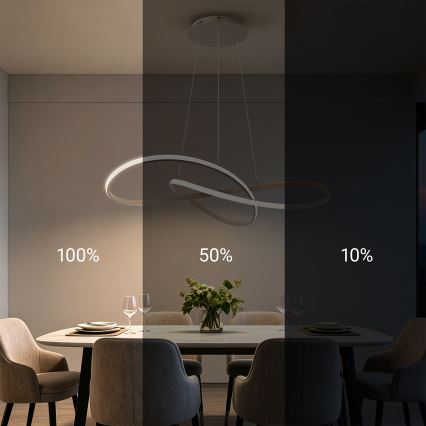 Brilagi - Lustre LED dimmable sur câble INFINITY LED/80W/230V 3000-6000K 80x80 cm beige + télécommande