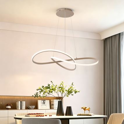 Brilagi - Lustre LED dimmable sur câble INFINITY LED/80W/230V 3000-6000K 80x80 cm beige + télécommande