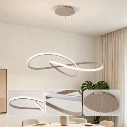Brilagi - Lustre LED dimmable sur câble INFINITY LED/80W/230V 3000-6000K 80x80 cm beige + télécommande