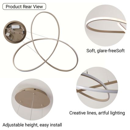 Brilagi - Lustre LED dimmable sur câble INFINITY LED/80W/230V 3000-6000K 80x80 cm beige + télécommande