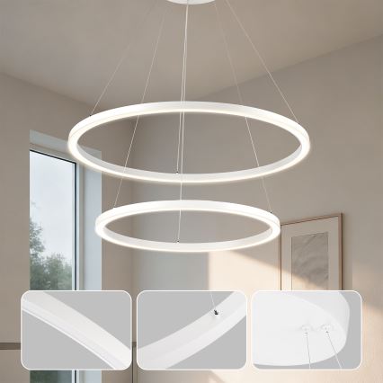 Brilagi - Suspension LED dimmable sur câble PORTOFINO LED/98W/230V 3000-6000K Ø 80 cm blanche + télécommande