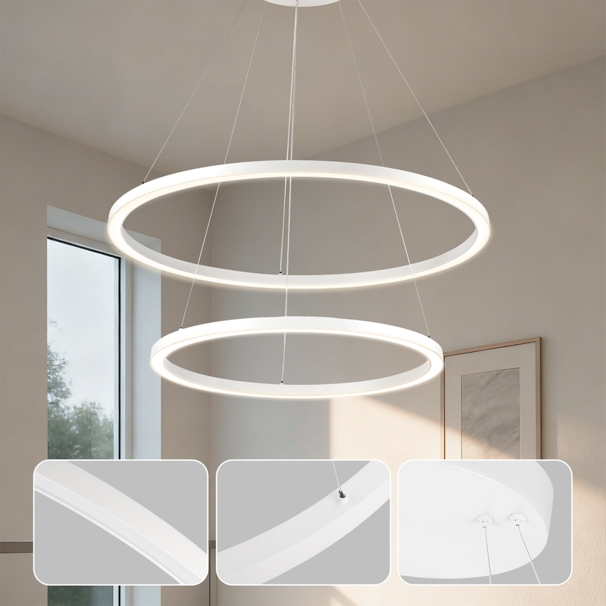 Brilagi - Suspension LED dimmable sur câble PORTOFINO LED/98W/230V 3000-6000K Ø 80 cm blanche + télécommande