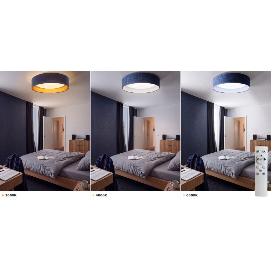 Brilagi - Plafonnier LED dimmable VELVET SMART VARI LED/24W/230V 3000–6500K Ø 45 cm bleu + télécommande
