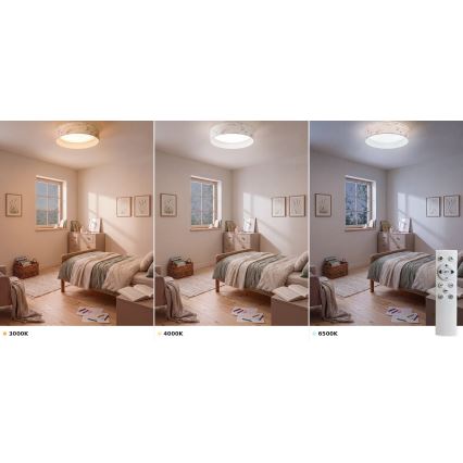 Brilagi - Plafonnier LED dimmable VELVET SMART VARI LED/36W/230V 3000–6500K Ø 55 cm blanc à motif floral + télécommande