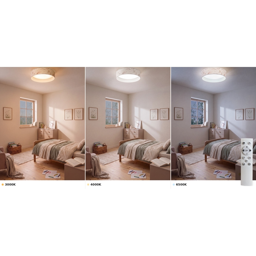 Brilagi - Plafonnier LED dimmable VELVET SMART VARI LED/36W/230V 3000–6500K Ø 55 cm blanc à motif floral + télécommande