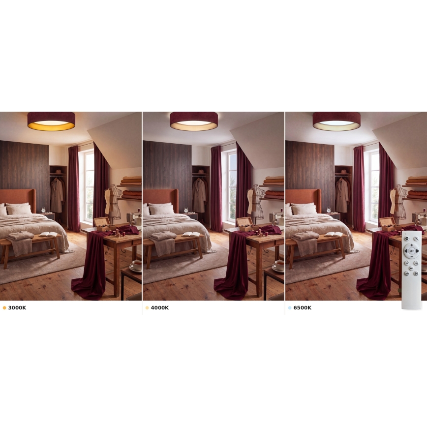 Brilagi - Plafonnier LED dimmable VELVET SMART VARI LED/36W/230V 3000-6500K Ø 55 cm bordeaux/doré + télécommande