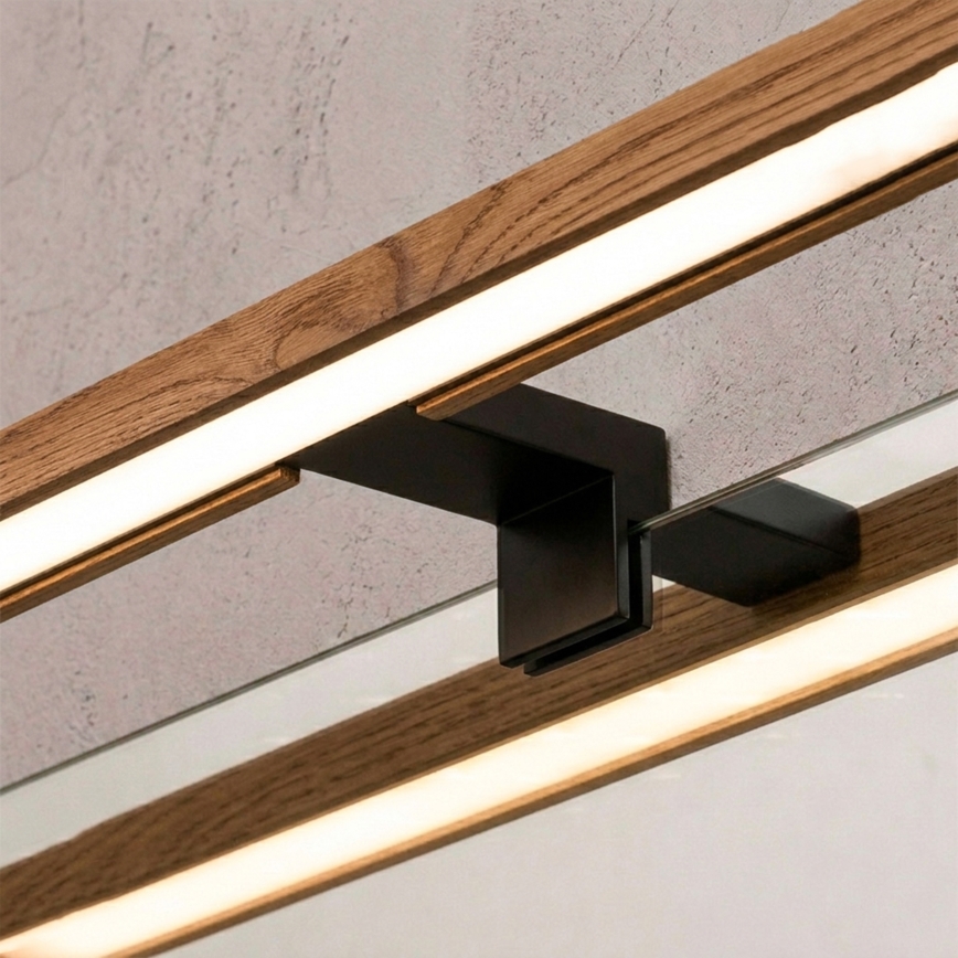 Brilagi - Éclairage LED pour miroir de salle de bains 3 en 1 WOODY MIRROR LED/12W/230V 60 cm IP44 noir/chêne cerisier