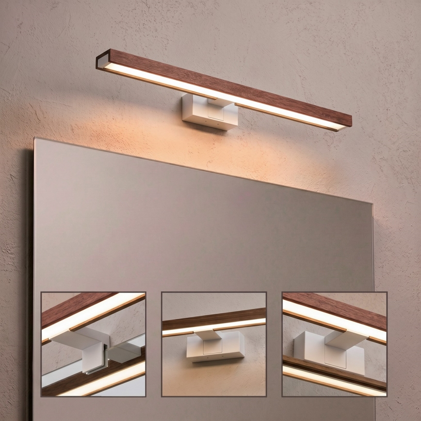 Brilagi - Éclairage LED 3-en-1 pour miroir de salle de bains WOODY MIRROR LED/12W/230V 60 cm IP44 blanc/chêne/cerisier