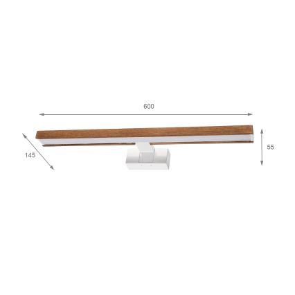Brilagi - Éclairage LED 3-en-1 pour miroir de salle de bains WOODY MIRROR LED/12W/230V 60 cm IP44 blanc/chêne/cerisier