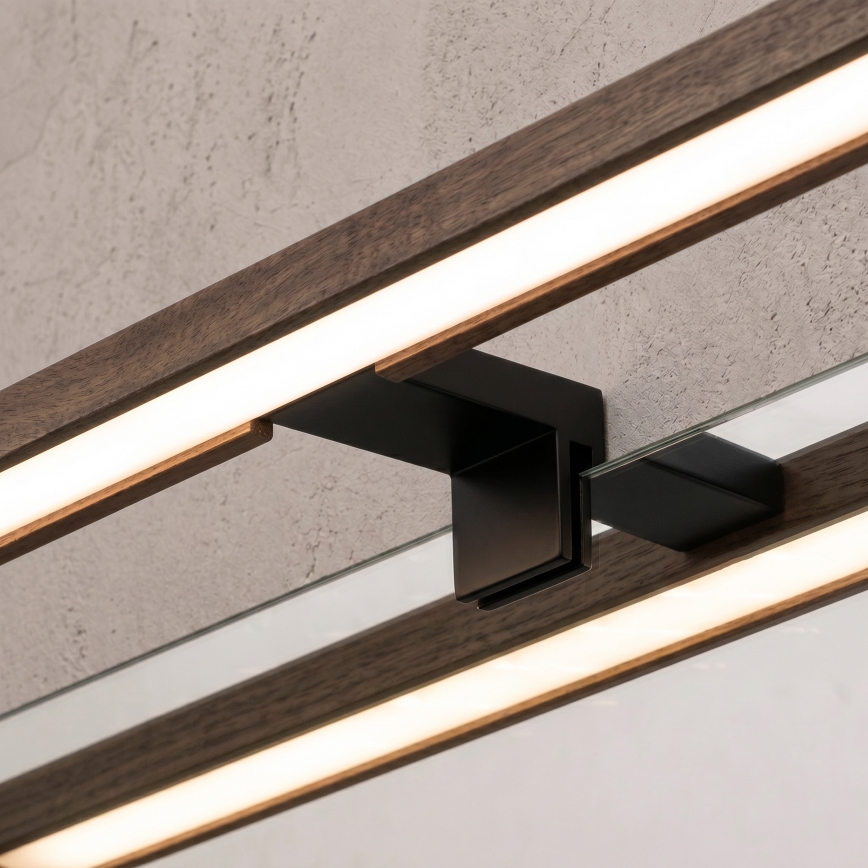 Brilagi - Éclairage LED 3-en-1 pour miroir de salle de bains WOODY MIRROR LED/12W/230V IP44 noir/chêne noyer