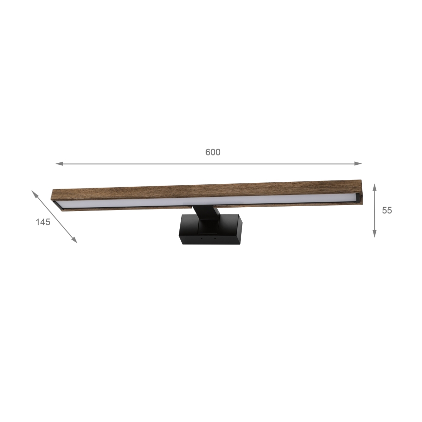 Brilagi - Éclairage LED 3-en-1 pour miroir de salle de bains WOODY MIRROR LED/12W/230V IP44 noir/chêne noyer