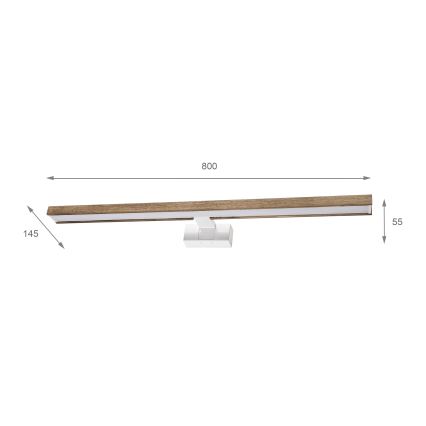 Brilagi - Éclairage LED pour miroir de salle de bains WOODY MIRROR 3 en 1 LED/15W/230V 80 cm IP44 blanc/chêne-noyer