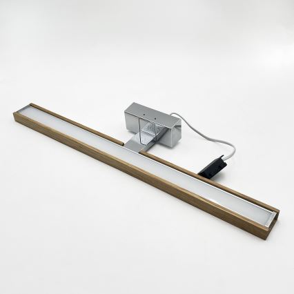 Brilagi - Éclairage LED pour miroir de salle de bains 3-en-1 WOODY MIRROR LED/12W/230V 60 cm IP44 chrome brillant/chêne