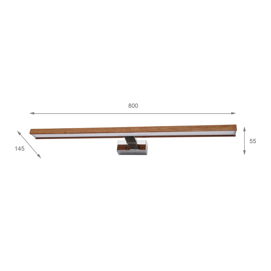 BRILAGI - Éclairage pour miroir de salle de bains 3 en 1 WOODY MIRROR LED/15W/230V 80 cm IP44 chrome brillant/chêne cerisier