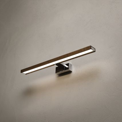 Brilagi - Éclairage LED pour miroir de salle de bains WOODY MIRROR 3 en 1 LED/12W/230V 60 cm IP44 chrome brillant / chêne-noyer