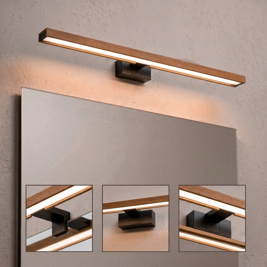 Brilagi - Éclairage LED pour miroir de salle de bains WOODY MIRROR 3 en 1 LED/15W/230V 80 cm IP44 noir/chêne cerisier