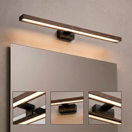Brilagi - Éclairage LED pour miroir de salle de bains WOODY MIRROR 3 en 1 LED/15W/230V 80 cm IP44 noir/chêne/noyer