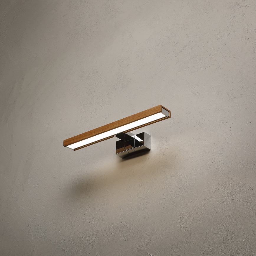 Brilagi - Éclairage LED pour miroir de salle de bains WOODY MIRROR 3 en 1 LED/8W/230V 40 cm IP44 chrome brillant/chêne