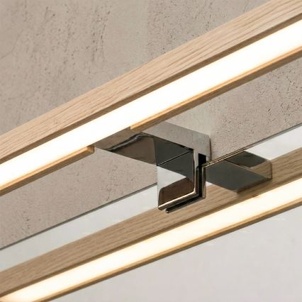 Brilagi - Éclairage LED pour miroir de salle de bains WOODY MIRROR 3 en 1 LED/8W/230V 40 cm IP44 chrome brillant/chêne