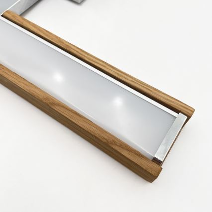 Brilagi - Éclairage LED pour miroir de salle de bains WOODY MIRROR 3 en 1 LED/8W/230V 40 cm IP44 chrome brillant/chêne