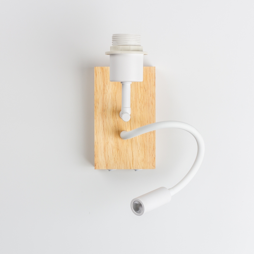 Brilagi - LED flexibele wandlamp voor kinderen BOBO WOOD 1xE27/25W/230V + LED/3W eik/wit/diertjes