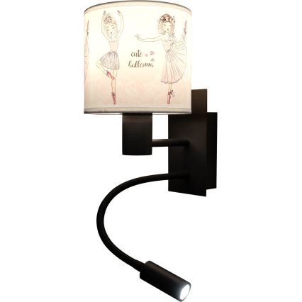 BRILAGI - Lampe murale LED flexible pour enfants BOBO 1xE27/25W/230V + LED/3W noir/blanc/rose/chaussons de ballet