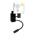 Brilagi - LED flexibele kinderwandlamp BOBO 1x E27/25W/230V + LED/3W zwart/wit/dierenmotief