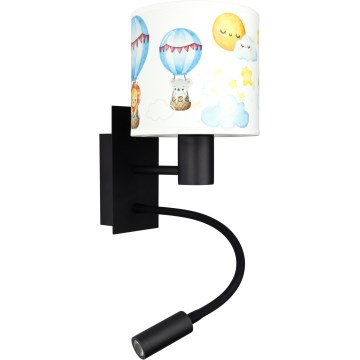 Brilagi - LED flexibele kinderwandlamp BOBO 1x E27/25W/230V + LED/3W zwart/wit/dierenmotief