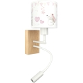 Brilagi - LED flexibele kinderwandlamp BOBO WOOD 1xE27/25W/230V + LED/3W eiken/wit/crème/konijntjes