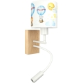 Brilagi - LED flexibele kinderwandlamp BOBO WOOD 1xE27/25W/230V + LED/3W eiken/wit/diertjes