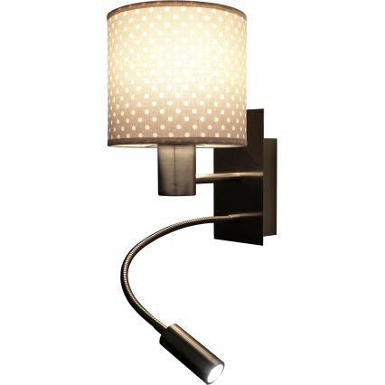 Brilagi - LED flexibele wandlamp BOBO 1xE27/25W/230V + LED/3W mat chroom/beige/stippen