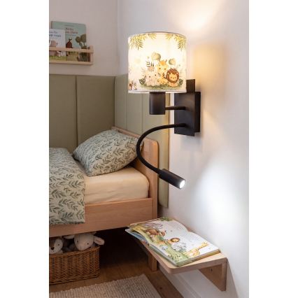 Brilagi - flexibele LED-kinderwandlamp BOBO 1xE27/25W/230V + LED/3W zwart/wit/groen/jungle
