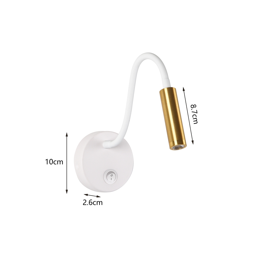 Brilagi - LED Flexibele wandlamp MAYA LED/3W/230V 4000K wit/goud