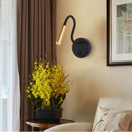 Brilagi - LED Flexibele wandlamp MAYA LED/3W/230V 4000K zwart/goud