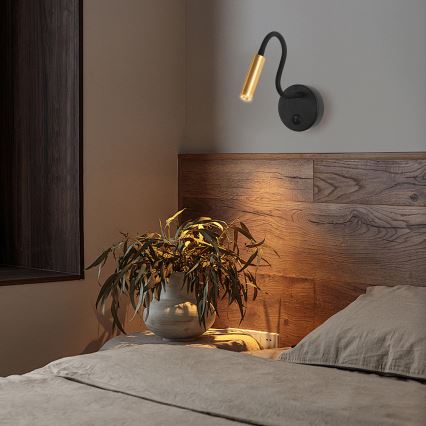 Brilagi - LED Flexibele wandlamp MAYA LED/3W/230V 4000K zwart/goud