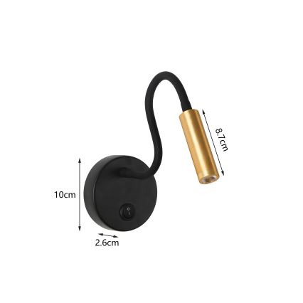 Brilagi - LED Flexibele wandlamp MAYA LED/3W/230V 4000K zwart/goud