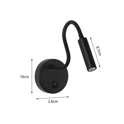 Brilagi - LED Flexibele wandlamp MAYA LED/3W/230V 4000K zwart