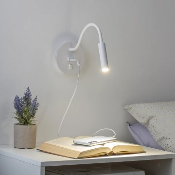 Brilagi - LED Flexibele wandlamp met USB-poort MAYA LED/3W/230V 4000K wit