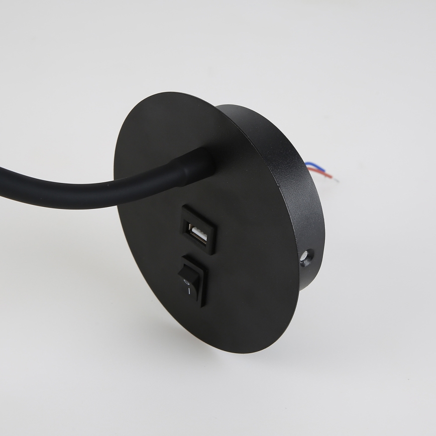 Brilagi - LED Flexibele wandlamp met USB-poort MAYA LED/3W/230V 4000K zwart/goud