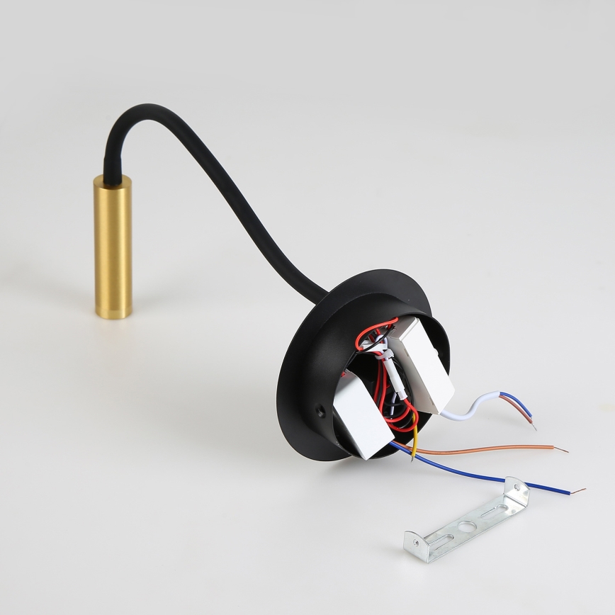 Brilagi - LED Flexibele wandlamp met USB-poort MAYA LED/3W/230V 4000K zwart/goud