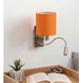 Brilagi - LED flexibele wandlamp NUBILA 1x E27/25W/230V + LED/3W mat chroom/oranje