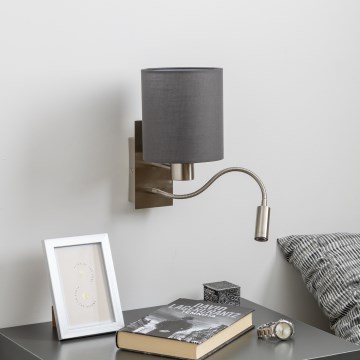 Brilagi - LED Flexibele wandlamp NUBILA 1xE27/25W/230V + LED/3W mat chroom/antraciet